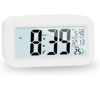 JOPHEK Sveglia Digitale da Comodino Batteria, Sveglia Intelligente con Temperatura Data Snooze, Sveglia Digitale per Bambini Adulti Camera da Letto Home Office