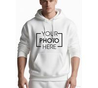 JOPHY & CO. Felpa con Cappuccio da Uomo Personalizzata - Stampa Logo/Testo su Misura cod. 8605 (IT, Testo, M, Regular, Regular, Bianco)