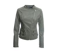 JOPHY & CO. Giacca Corta Biker Donna Ecopelle con Tasche Anteriori e Laterali (cod. 33108) (Verde, M)