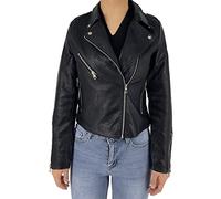 JOPHY & CO. Giacca Corta Chiodo Donna Ecopelle con Tasche & Cerniere (cod. 2560, 33107, 3985 & 2502) (Nero (cod. HM30), M)