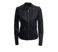 JOPHY & CO. Giacca Corta Donna Ecopelle con Tasche, Cerniere e Scollo Coreana (cod. 8820) (Nero (cod. 8820), L)