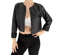 JOPHY & CO. Giacchetta Corta Donna leggera a Maniche Lunghe Senza Colletto in Ecopelle (cod. 6352) (Nero, S)