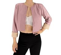 JOPHY & CO. Giacchetta Corta Donna leggera a Maniche Lunghe Senza Colletto in Ecopelle (cod. 6352) (Rosa, 3XL)