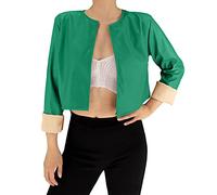 JOPHY & CO. Giacchetta Corta Donna leggera a Maniche Lunghe Senza Colletto in Ecopelle (cod. 6352) (Verde Erba, L)