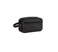 JOPHY & CO. Pochette Uomo da Polso in Pelle, Beauty Case, trousse da viaggio, Borsello piccolo a mano con cinturino (Nero Quadratini)