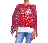 JOPHY & CO. Poncho Donna Rete Effetto a Maglia (cod. 1511) (S, Rosso)