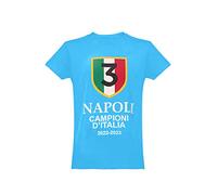 JOPHY & CO. T-Shirt Napoli Campioni d'Italia 2022-2023 Terzo Scudetto Unisex Adulti Bambini (cod. 8585) (XL, Azzurro)