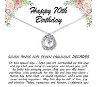 JOPLY 30°/40°/50°/60°/70°/80° compleanno da donna, in argento Sterling con 3 anelli con ciondolo a forma di cuore e zirconia cubica, gioielli di compleanno, Argento sterling