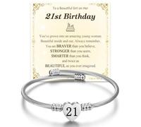 JOPLY Regalo per 13° 16° 18° 21° compleanno per ragazze lei, braccialetto con numeri in argento, idea regalo per 13, 16, 18, 21 anni, idea regalo per nipote, figlia, nipote, amica, sorella, Acciaio