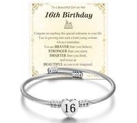 JOPLY Regalo per 13° 16° 18° 21° compleanno per ragazze lei, braccialetto con numeri in argento, idea regalo per 13, 16, 18, 21 anni, idea regalo per nipote, figlia, nipote, amica, sorella, Acciaio