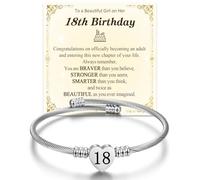 JOPLY Regalo per 13° 16° 18° 21° compleanno per ragazze lei, braccialetto con numeri in argento, idea regalo per 13, 16, 18, 21 anni, idea regalo per nipote, figlia, nipote, amica, sorella, Acciaio