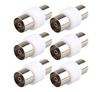 Jopto 6PCS Placcato Argento Antenna TV Femmina a Femmina Adattatore Coassiale RF Accoppiatore TV Coassiale Cavo Convertitore Connettore Femmina Durevole a Femmina Prolunga Antenna Bianco