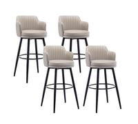 JOPUYRNMA PU Leather Bar Stools Set of 4, Swivel Counter Height Barstools, Bar Chairs with Back and Metel Legs, for Kitchen Island Restaurant(Light Khaki,65cm)