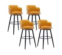 JOPUYRNMA PU Leather Bar Stools Set of 4, Swivel Counter Height Barstools, Bar Chairs with Back and Metel Legs, for Kitchen Island Restaurant(Orange,65cm)