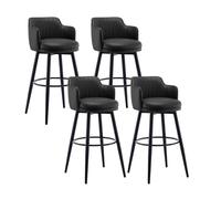 JOPUYRNMA PU Leather Bar Stools Set of 4, Swivel Counter Height Barstools, Bar Chairs with Back and Metel Legs, for Kitchen Island Restaurant(Black,65cm)