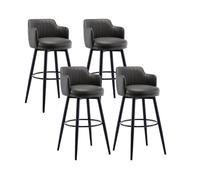 JOPUYRNMA PU Leather Bar Stools Set of 4, Swivel Counter Height Barstools, Bar Chairs with Back and Metel Legs, for Kitchen Island Restaurant(Gray,75cm)