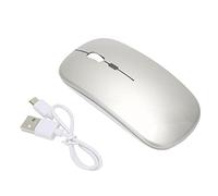 Jopwkuin Mouse da Gioco Retroilluminato a Colori Muto Ricaricabile Wireless 2.4G per Computer Portatile Vista Materiale ABS (Grigio argento)