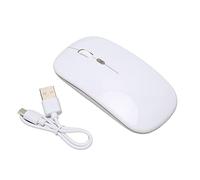 Jopwkuin Mouse da Gioco Retroilluminato a Colori Muto Ricaricabile Wireless 2.4G per Computer Portatile Vista Materiale ABS (Bianca)