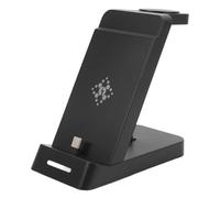 Jopwkuin Supporto per Caricabatterie Wireless 3 in 1 Stazione di Ricarica Pieghevole Facile da Usare per Note 10 IOS, Supporto di Ricarica Portatile per Viaggi, Materiale Elettronico (Nera)