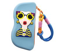 JOPWUE Custodia per occhiali da sole, impermeabile e antipolvere, custodia portatile per occhiali da sole, custodia in silicone, borse per occhiali da vista per donne, uomini e bambini, Blu, 17.5*7.9