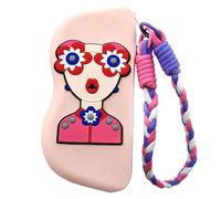 JOPWUE Custodia per occhiali da sole, impermeabile e antipolvere, custodia portatile per occhiali da sole, custodia in silicone, borse per occhiali da vista per donne, uomini e bambini, rosa, 17.5*7.9