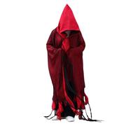 JOPWUE Mantello di Halloween fantasma, mantello con cappuccio spaventoso stile scheletro, costume da adulto multiuso per sera, fuga e teatro orrico (rosso)