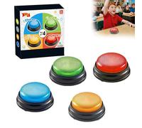 JOPWUE Set di 4 cicalini al buzzer, cicalino sonoro e luminoso per insegnare con la sala, answer cicalini Blind test, regali di Natale per bambini (A)