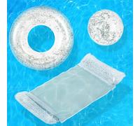 JORAKI Gonfiabili per Piscina, Materassino Mare 4 in 1 Amaca Gonfiabile Mare con Anello di Nuoto et Palloni da Spiaggia,Giocattoli Estivi Per La Piscina da Spiaggia per Bambini e Adulti