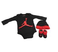Jordan Bambino Ragazzi Set 3 Pezzi Cappello Babbuccie Corpo Nero Rosso 0 - 6