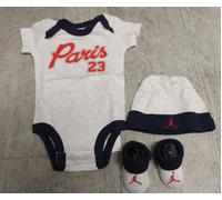 Jordan Boys Paris Set 3 Pezzi Pagliaccetto Grigio Blu 0-6 Mesi