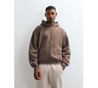 Jordan felpa con cappuccio oversize pesante con zip intera e logo sul petto marrone S