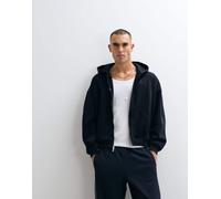 Jordan logo sul petto felpa oversize pesante con zip intera nera-Nero S