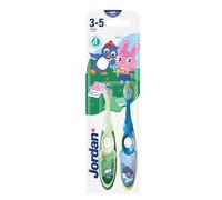 Jordan* ® | Step 2 Spazzolino da denti per bambini da 3 a 5 anni | Setole morbide, doppio manico ergonomico e senza BPA | Colore Blu | Confezione da 2 unità