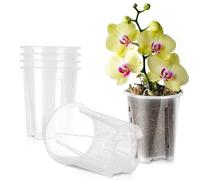 Jordbrux Vaso trasparente per orchidee, 6 vasi in plastica da 18 cm, con fori di drenaggio, vasi per piante da vivaio per orchidee, piante grasse, piante d'appartamento