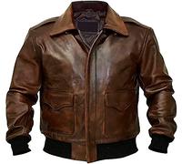 Jorde Calf A2 Aviator Flying Tiger - Bomber da aviatore della seconda guerra mondiale, da uomo, in vera pelle, stile vintage, Giacca in pelle marrone chiaro A2, S