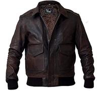 Jorde Calf A2 Aviator Flying Tiger - Bomber da aviatore seconda guerra mondiale, uomo, vera pelle, stile vintage, Giacca in pelle blu navy A2, XL