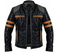 Jorde Calf Cafe Racer Retro 2 - Giacca da uomo in vera pelle invecchiata, stile vintage, colore: nero, Retro 1 Vera Pelle, XL