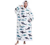 JOREAY Coperta con Cappuccio Indossabile da Donna, Extra Lunga Oversize Morbida Comoda e Calda Coperta con Cappuccio, Regali per la Festa della Mamma per la Mamma, Balena, Oversized