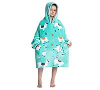 JOREAY Coperta con cappuccio oversize per bambini, per ragazze e ragazzi, coperta indossabile in pile Sherpa, soffice felpa con cappuccio gigante per adolescenti, Alpaca, Taglia unica