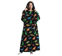 JOREAY Felpa con Cappuccio Coperta Oversize per Donna Uomo, Adulto Adolescente Soffice Accogliente Comoda Coperta Indossabile con Cappuccio, Dinosauro A