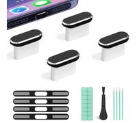 Joremx 4 Pezzi Tappi Antipolvere USB-C(Per iPhone 17 Pro-Nero) | Set 5 in 1(Protezione Presa di Ricarica USB C&Antipolvere per Altoparlanti&Pasta Pulente),Accessori per iPhone&USB-C/Type-C