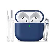 Joremx Custodia protettiva per AirPods 4, materiale protettivo in morbido silicone realizzato per la generazione di custodie AirPod 4, kit di pulizia e portachiavi adatto per Apple AirPods 4th e