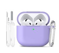 Joremx Custodia protettiva per AirPods 4, materiale protettivo in morbido silicone realizzato per la generazione di custodie AirPod 4, kit di pulizia e portachiavi adatto per Apple AirPods 4th e