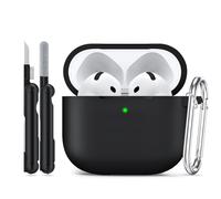 Joremx Custodia protettiva per AirPods 4, materiale protettivo in morbido silicone realizzato per la generazione di custodie AirPod 4, kit di pulizia e un portachiavi adatto per Apple AirPods 4th e