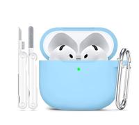 Joremx Custodia protettiva per AirPods 4, materiale protettivo in morbido silicone realizzato per la generazione di custodie AirPod 4, kit di pulizia e portachiavi adatto per Apple AirPods 4th e