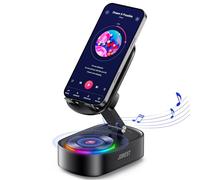 Jorest Altoparlanti Bluetooth wireless, altoparlante a induzione con supporto per telefono, compatibile con iPhone/Android/iPad per casa, ufficio, doccia, esterni, viaggi, regalo per uomini, padre, ma