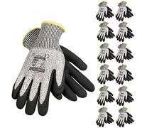 JORESTECH Guanti da lavoro rivestiti in nitrile con palmo rivestito in nitrile, senza cuciture, protezione per le mani, lama di resistenza al taglio, livello 5 (grande), confezione da 12