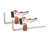 JORGENSEN Set da 2 Morsetti da Falegname, Morsetto a Leva Guida per Binari, con Blocco di Sicurezza, Forza di Serraggio fino a 181 kg, Apertura Max 168 mm