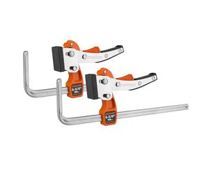 JORGENSEN Set da 2 Morsetti da Falegname, Morsetto a Leva Guida per Binari, con Blocco di Sicurezza, Forza di Serraggio fino a 181 kg, Apertura Max 168 mm