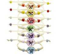 Jormftte Bracciali dell'amicizia con ciondolo a farfalla, set di 7 bracciali regolabili a mano, in rosso, giallo, blu, verde, viola, rosa, arancione), regalo per compleanno dei bambini
